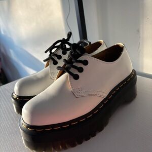 White Leather Dr Marten Platform Shoes 1461 SMOOTH LEATHER PLATFORM SHOES